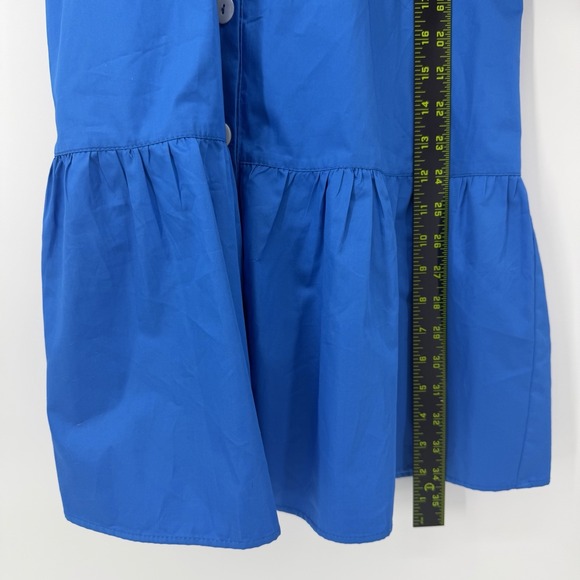 Kasia Blue Mini Dress Button Front Balloon Sleeve Women's Size Small Tiered - Picture 7 of 9